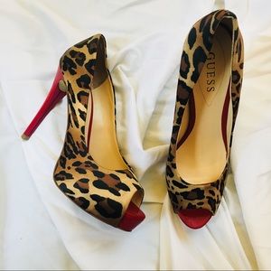 GUESS leopard and red heels